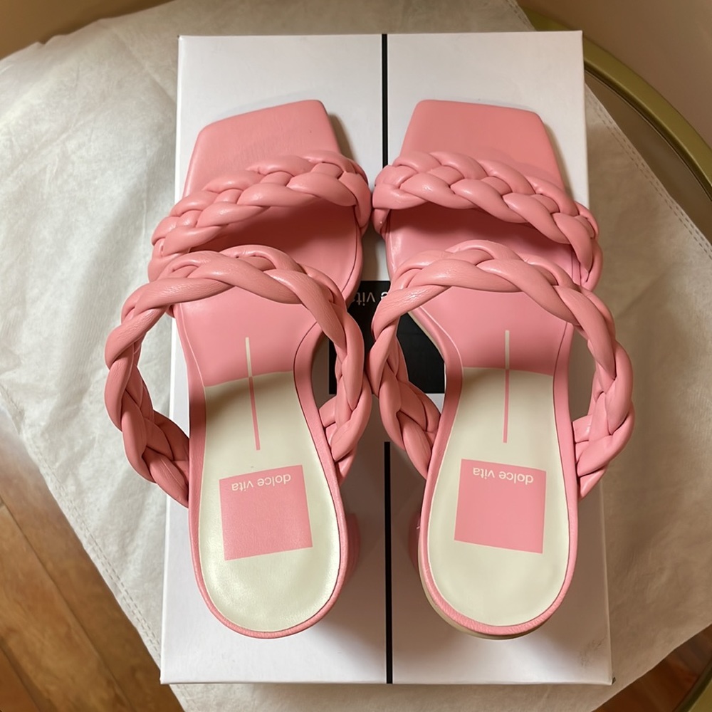 Dolce Vita Barbie Paily Braided Rose Pink Sandal Heels - Picture 5 of 8